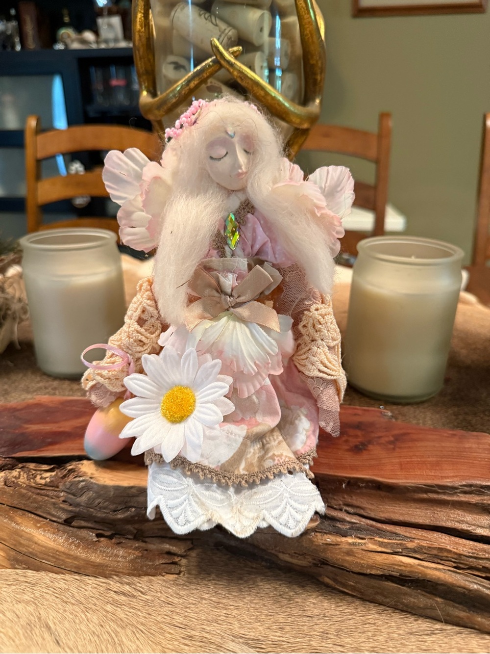 Handmade Pink Floral Fairy Doll with Daisy
